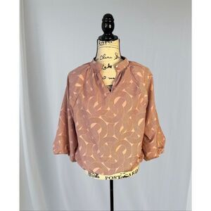 Worthington Women's Size Medium 3/4 Balloon Sleeve Printed Top Pink NWT